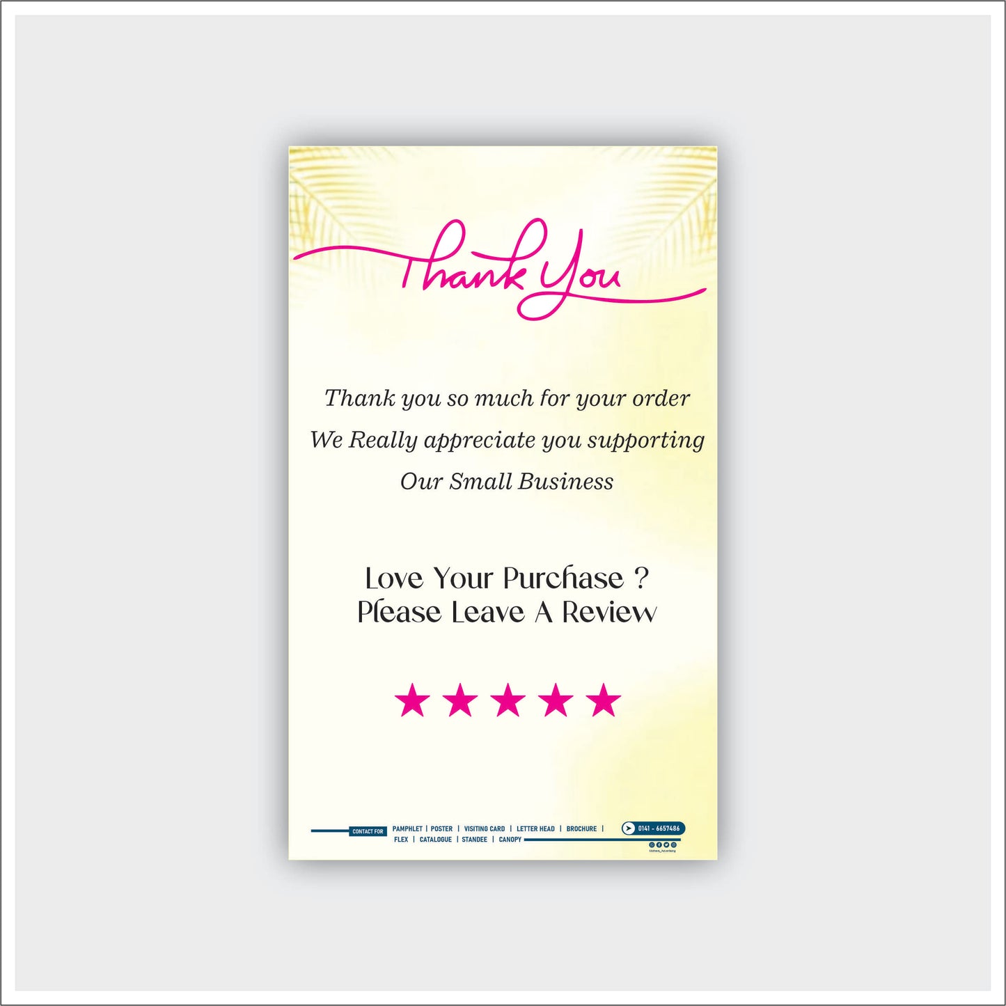 Thank You & Rating Card