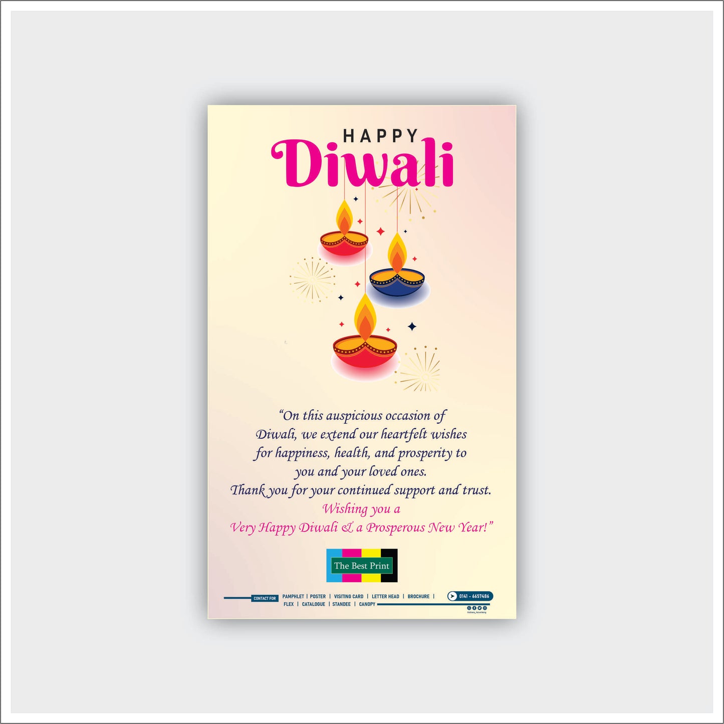 Diwali Greeting Card_ Gloss Laminated