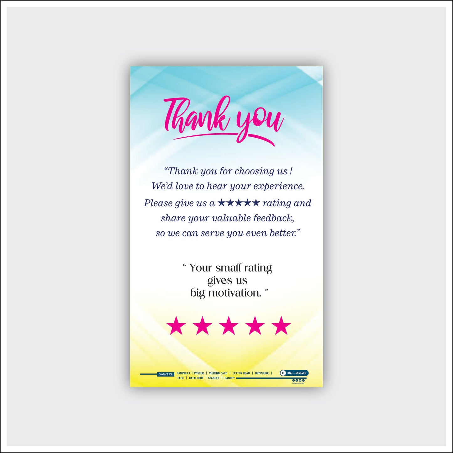 Thank You & Rating Card